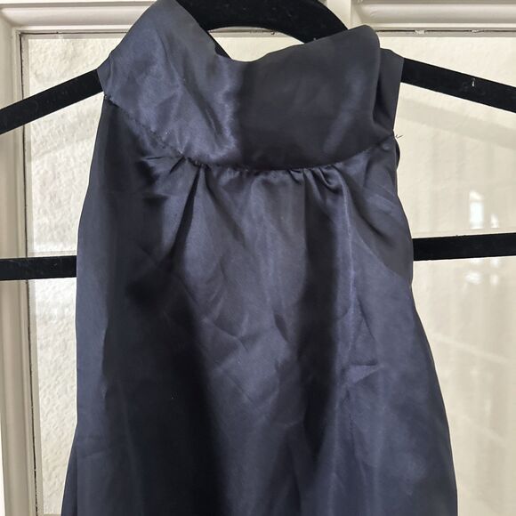 Navy Blue Satin Dress Halter Women Medium Belted Mini Forever 21 - Picture 2 of 9